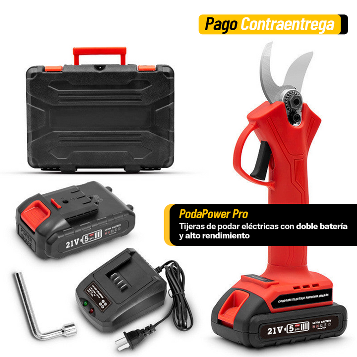 PodaPower Pro – Tijeras de podar eléctricas con doble batería y alto rendimiento