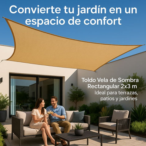 TOLDO VELA DE SOMBRA RECTANGULAR 2 X 3 m - PROMOCION CIERRE DE LA TIENDA