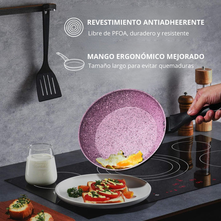 SET 2 SARTENES GRANITO MORADO